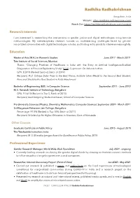 Radhika Radhakrishnan CV 2021