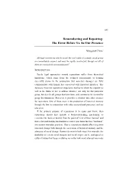Remembering and Repairing: the Error Before Us, in Our Presence