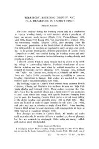 Territory, Breeding Density, and Fall Departure in Cassin's Finch