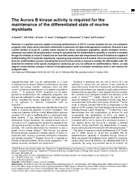 The Aurora B Kinase Activity Is Required for the Maintenance of the Differentiated State of Murine Myoblasts