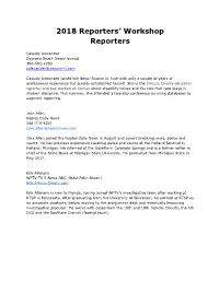 2018 Reporters' Workshop Reporters