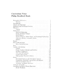 Curriculum Vitae Philip Bradford Stark