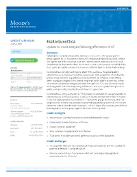 Essilorluxottica 28 May 2019 Update to Credit Analysis Following Affirmation of A2