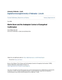 Martin Bucer and the Anabaptist Context of Evangelical Confirmation