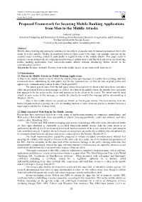 Proposed Framework for Securing Mobile Banking Applications from Man in the Middle Attacks
