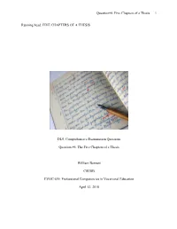 Question#6: Five Chapters of a Thesis 1 Running Head