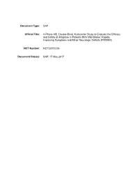 SAP Official Title: a Phase IIIB, Double-Blind, Multicenter Study To