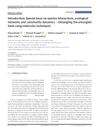 Special Issue on Species Interactions, Ecological Networks and Community Dynamics – Untangling the Entangled Bank Using Molecular Techniques