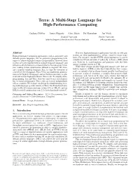 Terra: a Multi-Stage Language for High-Performance Computing