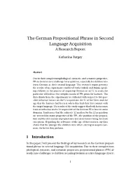 The German Prepositional Phrase in Second Language Acquisition a Research Report