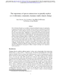 The Importance of Species Interactions in Spatially Explicit Eco-Evolutionary Community Dynamics Under Climate Change