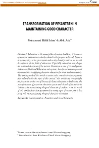 Transformation of Pesantren in Maintaining Good Character