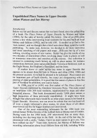 Unpublished Place Names in Upper Deeside by Adam Watson and Ian