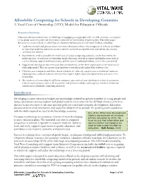 Affordable Computing for Schools in Developing Countries a Total Cost of Ownership (TCO) Model for Education Officials