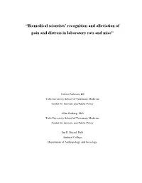 “Biomedical Scientists' Recognition and Alleviation of Pain And