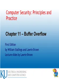 Chapter 11 – Buffer Overflow