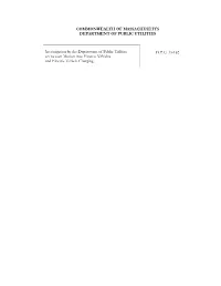 Commonwealth of Massachusetts Department of Public Utilities