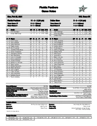 Florida Panthers Game Notes