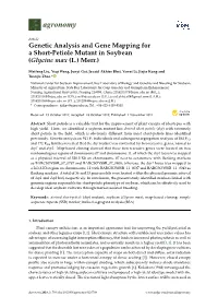 Genetic Analysis and Gene Mapping for a Short-Petiole Mutant in Soybean (Glycine Max (L.) Merr.)