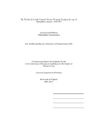 Nuclear Weapons Testing in the Age of Atmospheric Anxiety, 1945-1963