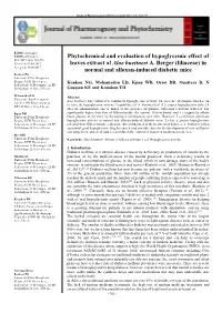 Phytochemical and Evaluation of Hypoglycemic Effect of Leaves