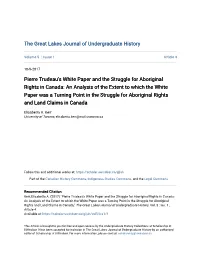 Pierre Trudeau's White Paper and the Struggle