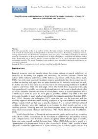 Simplifications and Idealizations in High School Physics in Mechanics: a Study of Slovenian Curriculum and Textbooks