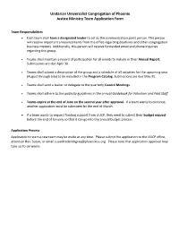 Unitarian Universalist Congregation of Phoenix Justice Ministry Team Application Form