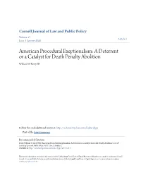 A Deterrent Or a Catalyst for Death Penalty Abolition William W