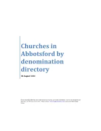 Churches in Abbotsford by Denomination Directory
