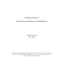 Deleuze from the Dialectic to the Problematic Daniel Weizman May