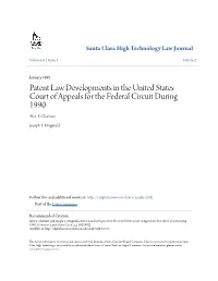 Patent Law Developments in the United States Court of Appeals for the Federal Circuit During 1990 Alex T