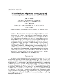 Rickettsial Pathogens and Arthropod Vectors of Medical and Veterinary Significance on Kwajalein Atoll and Wake Island