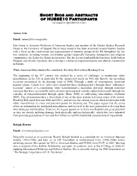 Short Bios and Abstracts of HUSSE10 Participants (Arranged in Alphabetical Order)