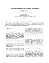 Statically Detecting Likely Buffer Overflow Vulnerabilities
