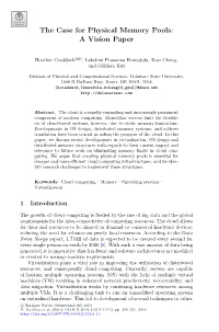 The Case for Physical Memory Pools: a Vision Paper