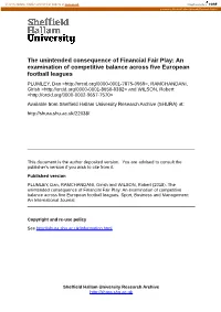 The Unintended Consequence of Financial Fair Play