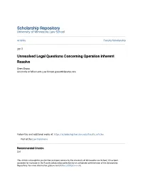 Unresolved Legal Questions Concerning Operation Inherent Resolve