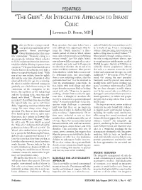 AN INTEGRATIVE APPROACH to INFANT COLIC Lawrence D