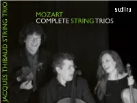 Digibooklet Mozart Complete String Trios Jacques Thibaud