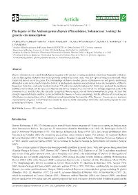 Phylogeny of the Andean Genus Deprea (Physalideae, Solanaceae): Testing the Generic Circumscription