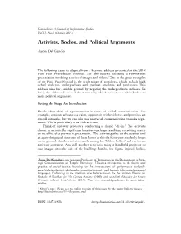 Activists, Bodies, and Political Arguments