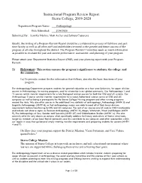 Anthropology Instructional Program Review Report