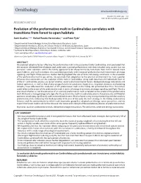 Evolution of the Preformative Molt in Cardinalidae Correlates With