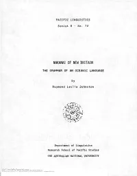 Nakanai of New Britain: the Grammar of an Oceanic Language