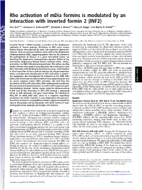 Rho Activation of Mdia Formins Is Modulated by an Interaction with Inverted Formin 2 (INF2)