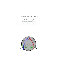 Riemannian Geometry Andreas Kriegl Email:Andreas.Kriegl@Univie.Ac.At
