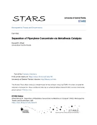 Separation of Piperylene Concentrate Via Metathesis Catalysis