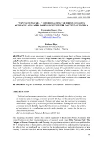 Why Nations Fail…” Interrogating the Thesis of Daron Acemoglu and James Robinson Within the Context of Nigeria