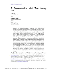 A Conversation with Tze Leung Lai Ying Lu Stanford University And